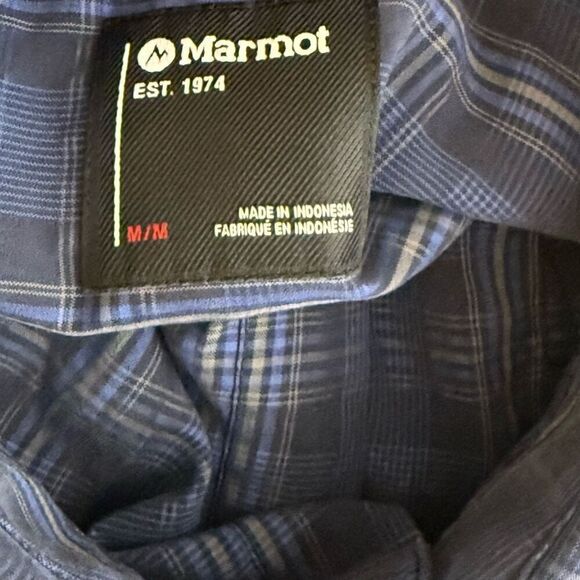 Marmot Short Sleeve Blue Plaid Button Down Shirt - Men’s US M - Picture 6 of 9
